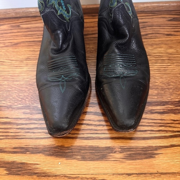 J.B. Dillon JBW2315 Black Teal Leather Cowboy Boots Men\'s Size 9.5B Used main image 5
